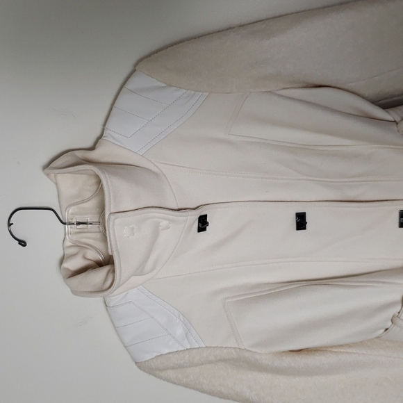 Guess wool blend long line midi length coat white off white women's size medium - Picture 4 of 16